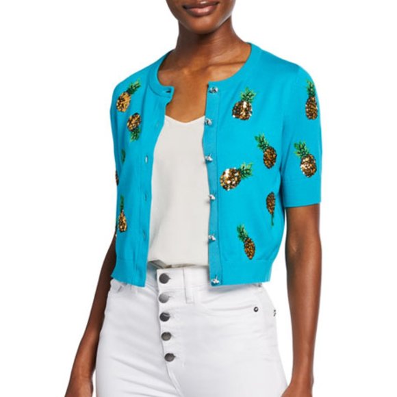 ALICE + OLIVIA Brady Sequin Pineapple Cardigan NWT - Picture 6 of 15